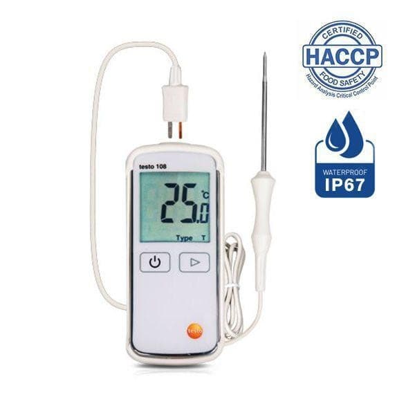 Testo 108 เครื่องวัดอุณหภูมิอาหาร HACCP (IP67) | Max.300°C