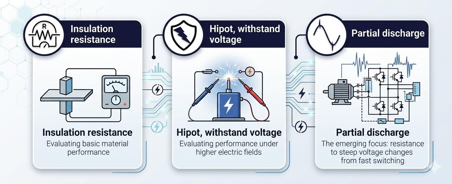 การทดสอบสำคัญสำหรับการประเมินฉนวนไฟฟ้า: IR, Hipot และ Partial Discharge